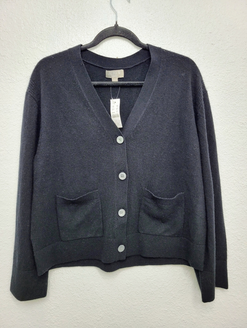 J Crew Cashmere patch-pocket cardigan CB881 Size S NWT Black - Picture 4 of 7